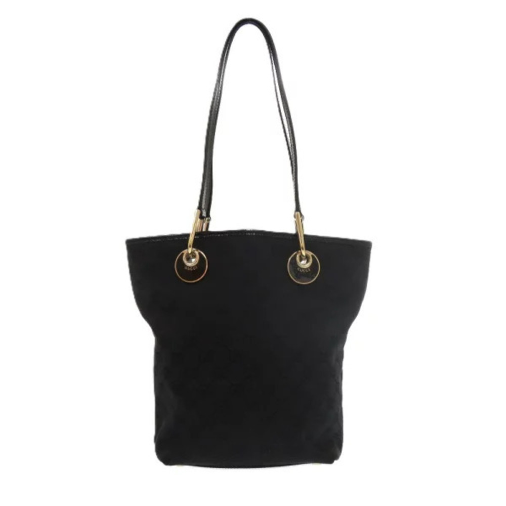 Gucci GG canvas leather black tote bag